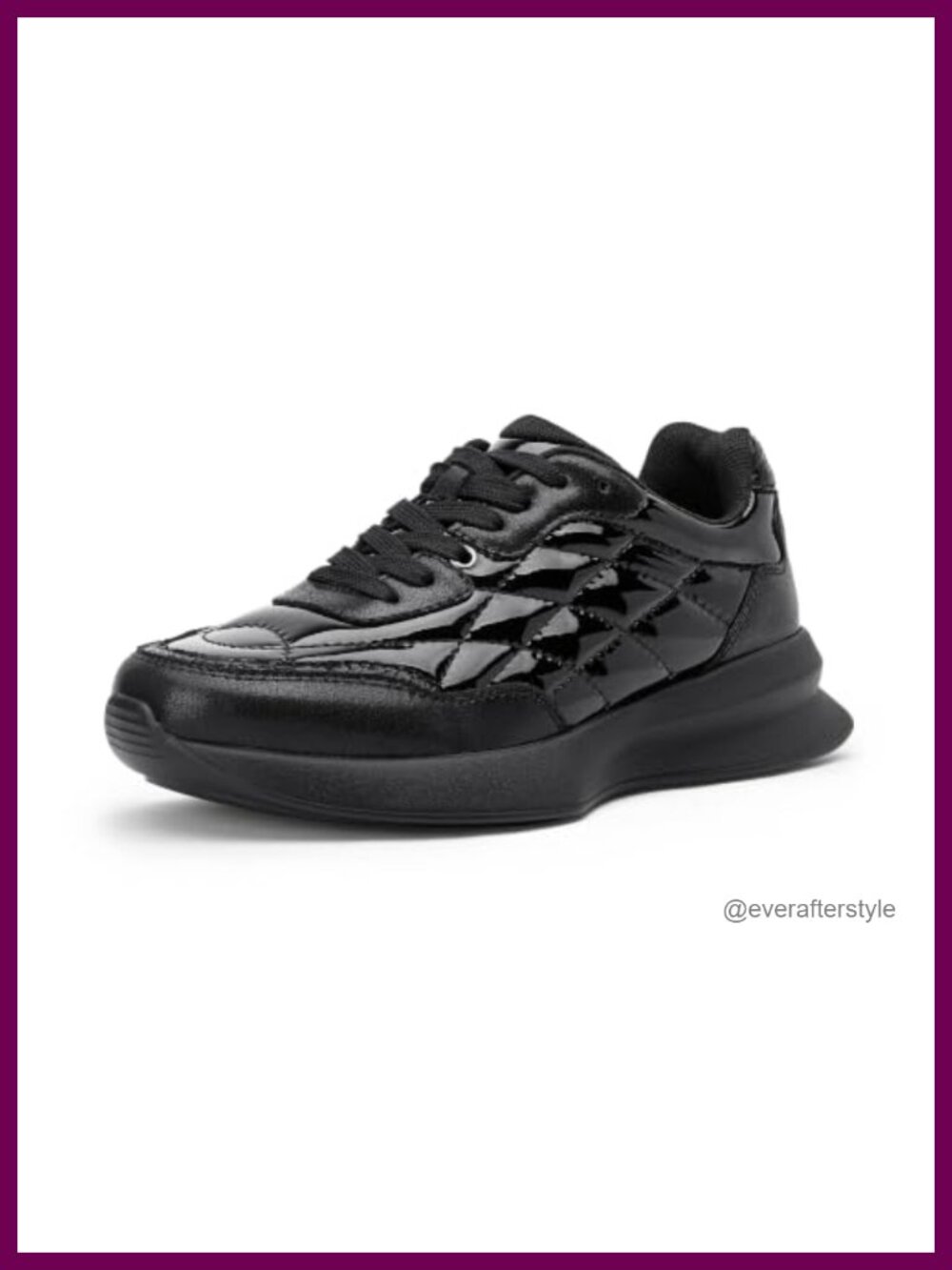 Women's Quilted Platform Sneakers Memory Foam Lace-Up Retro Casual